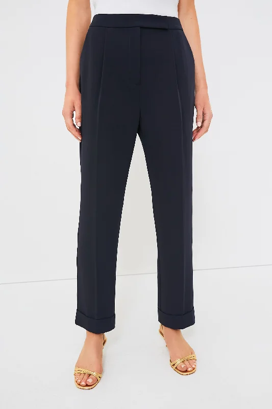 Navy Duncan Pleated Trouser