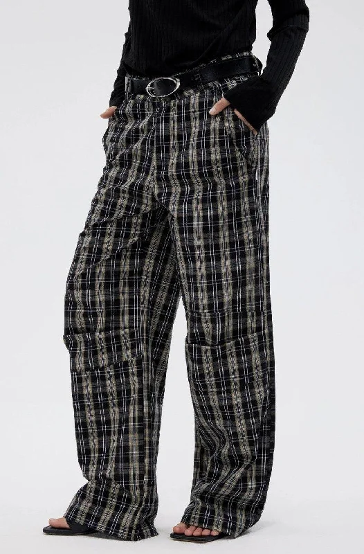 Plaid Pattern Detail Pants