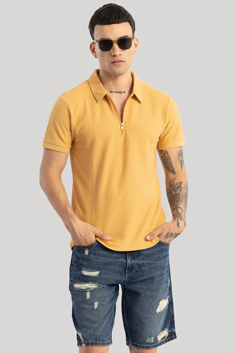 Gael Orange Textured Polo T-Shirts