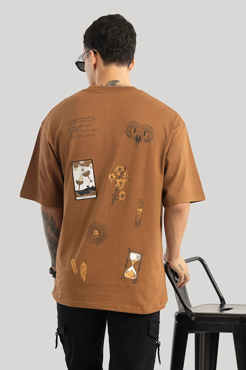 Le Soliel Brown Oversized T-Shirt