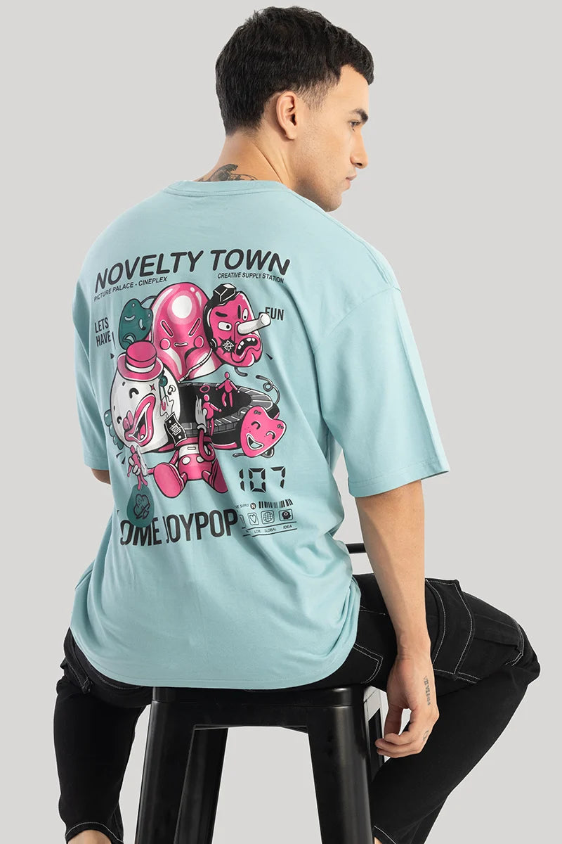 Novelty Town Blue Oversized T-Shirt