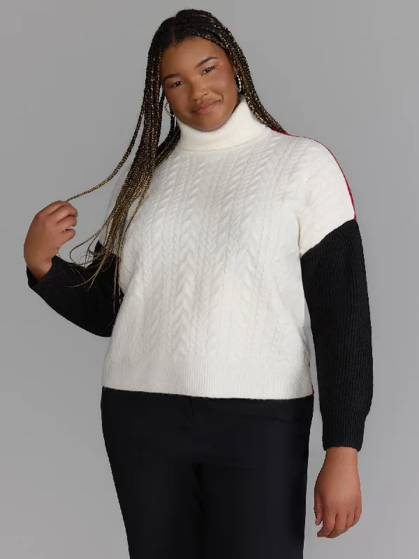 Plus Long Sleeve Colorblock Sweater