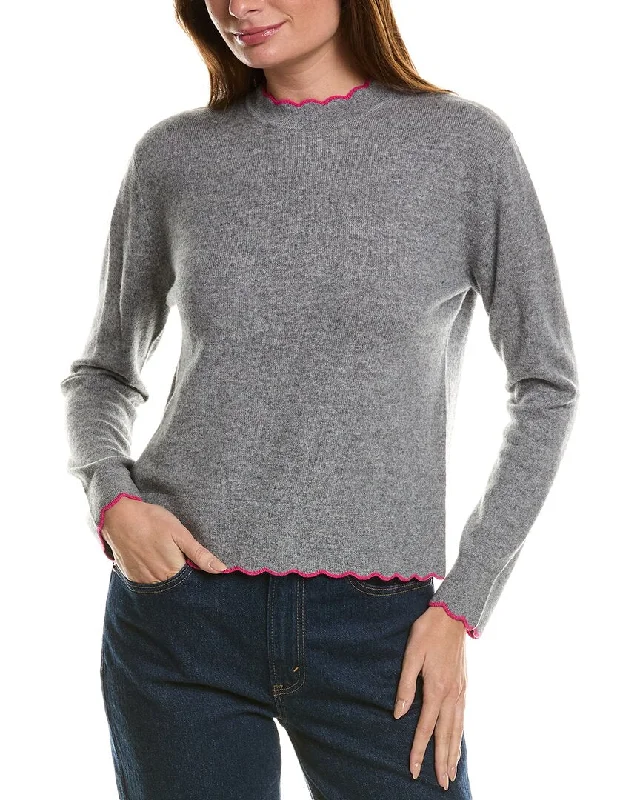 Forte Cashmere Scallop Edge Boxy Cashmere Sweater