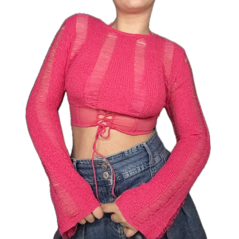 Pink Shredded Sweater