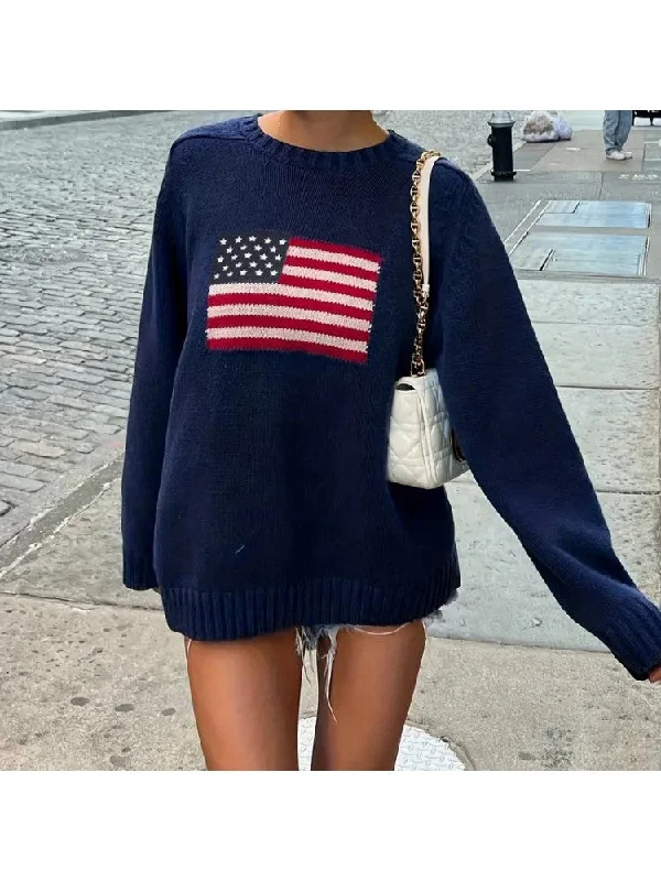 Print Loose Long Sleeve Sweater