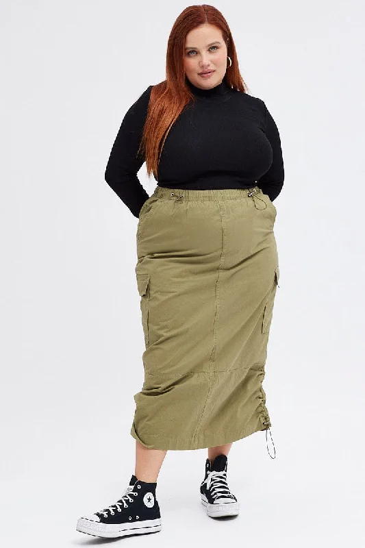 Green Maxi Skirt Parachute