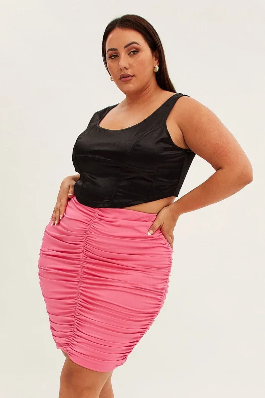 Pink Mini Skirt Ruched