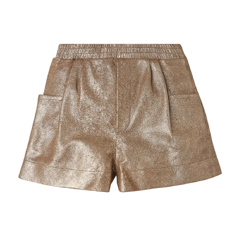 Ronie Leather Shorts | Rose Brown Metallic