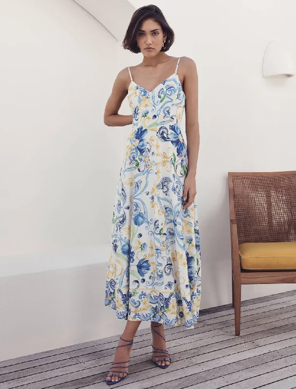 Chiara Printed Panel Midi Dress