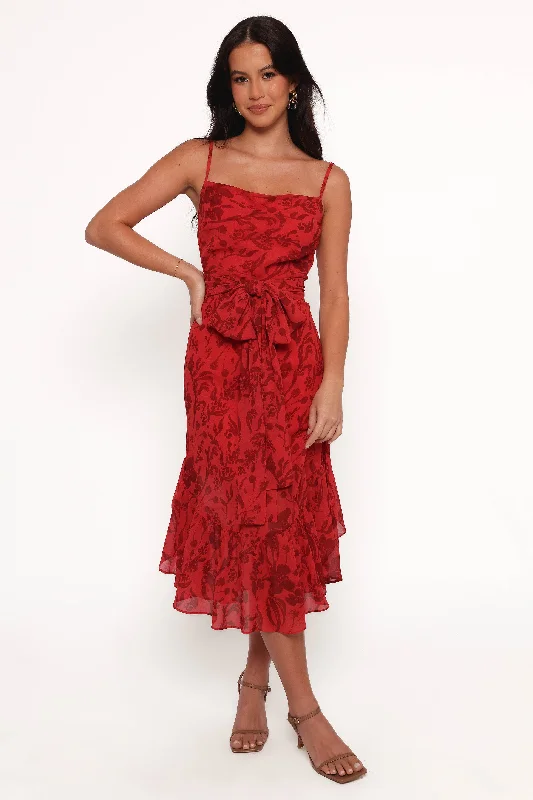 Francesca Midi Dress - Red Floral