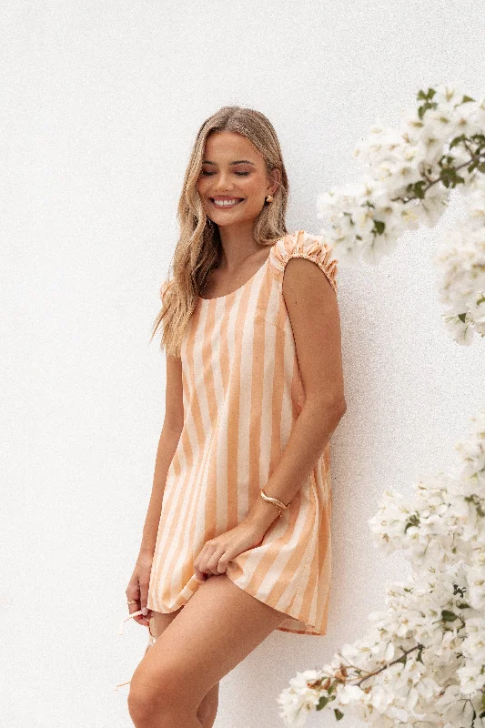 Pammy Mini Dress - Terracotta Stripe