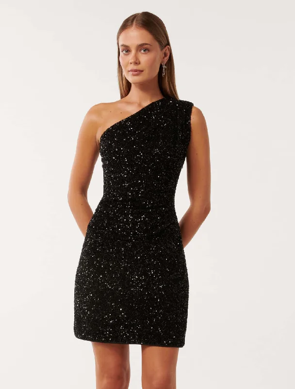 Rosalia Sequin Drape Mini Dress