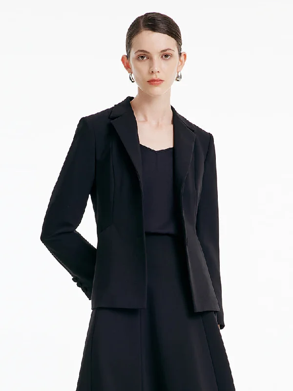 Black Worsted Woolen Blazer