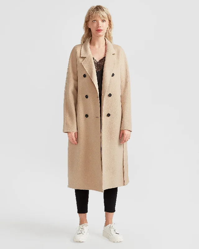 Boss Girl Double-Breasted Lined Wool Coat