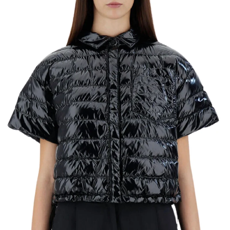 Gloss Short Sleeve Bomber Jacket In Black