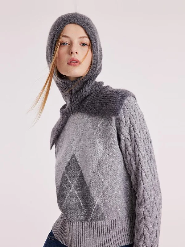 Grey Wool Jacquard Women Sweater