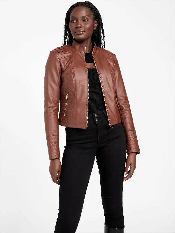 Iden Quilted Faux-Leather Jacket