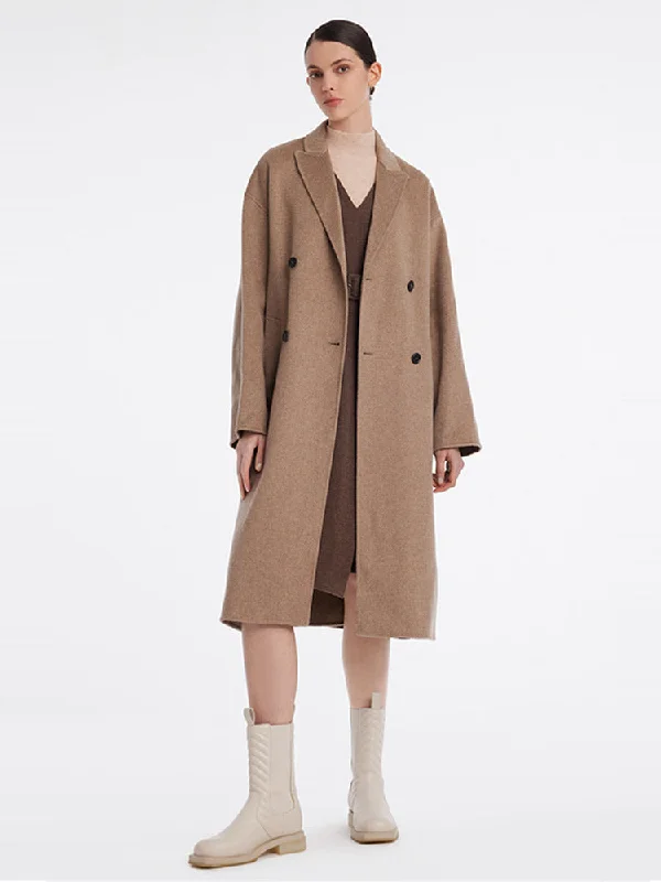 Pure Cashmere Double-Breasted Lapel Coat