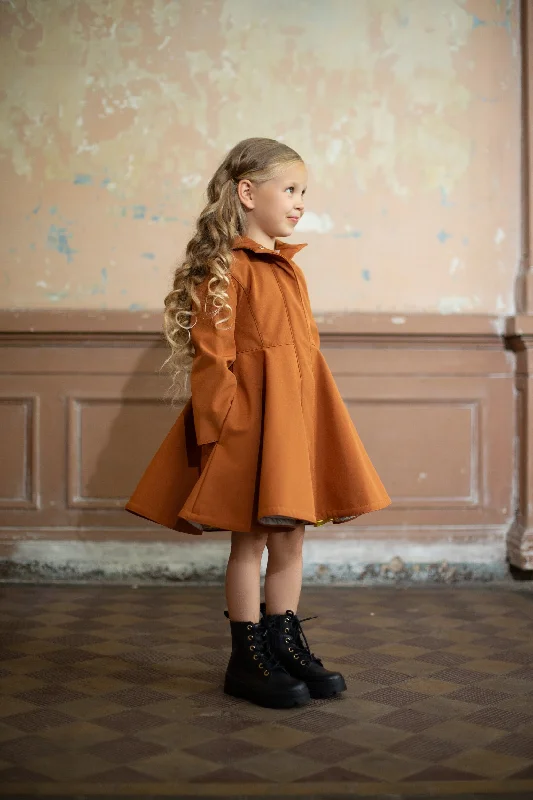 Caramel Brown Coat with Hood for Girls| 'Caramel Field'