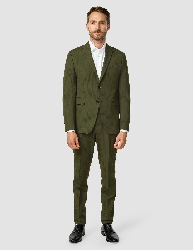 Essential Suit Moss Green Pinstripe