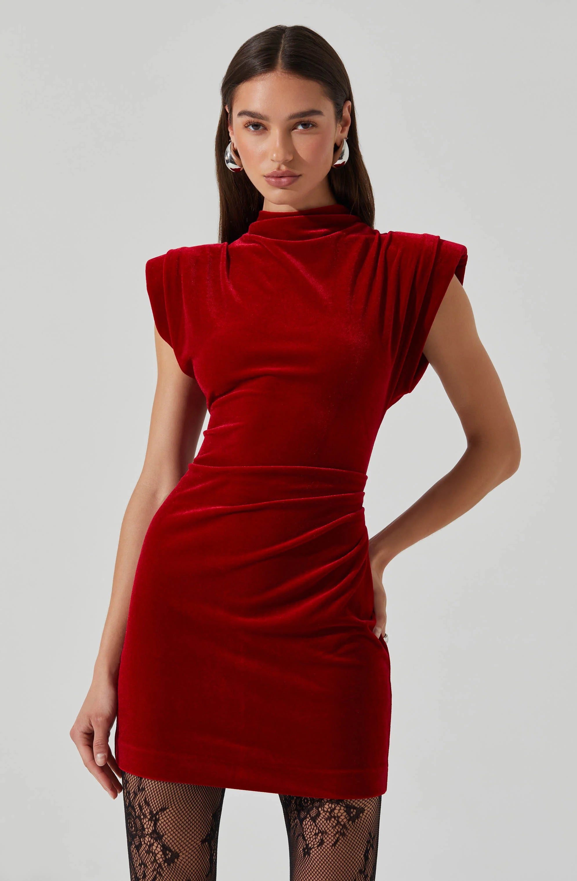 Isla Velvet Dress I Red