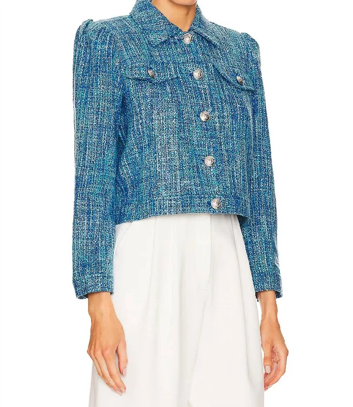 Kasey Bracelet Sleeve Jacket In Caribbean Blue