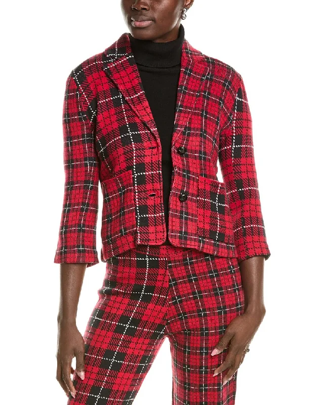 Minnie Rose Mixed Plaid Blazer