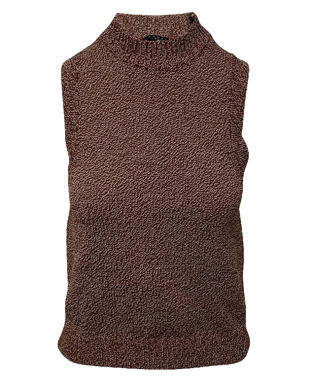 Theory Sleeveless Knitter Sweater in Brown Nylon